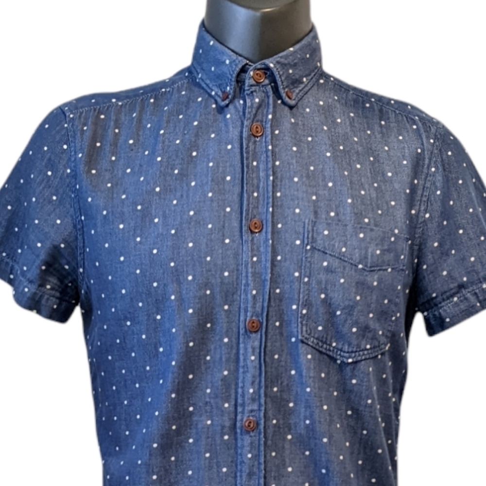 JACK & Jones denim polka dot shirt small